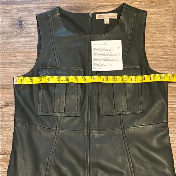 Banana Republic Heritage Collection Green Leather Dress Size 4 - Picture 5 of 8